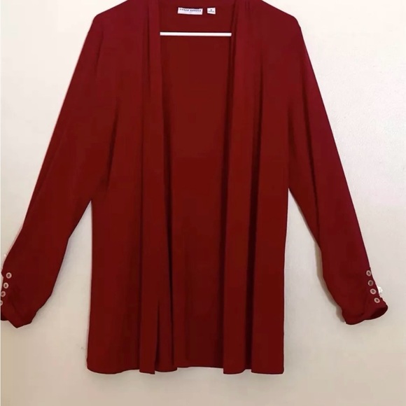 Susan Graver • Open Cardigan Red Long Sleeve size M - Picture 5 of 5